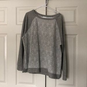 Ava & Viv gray/white lace sweater
